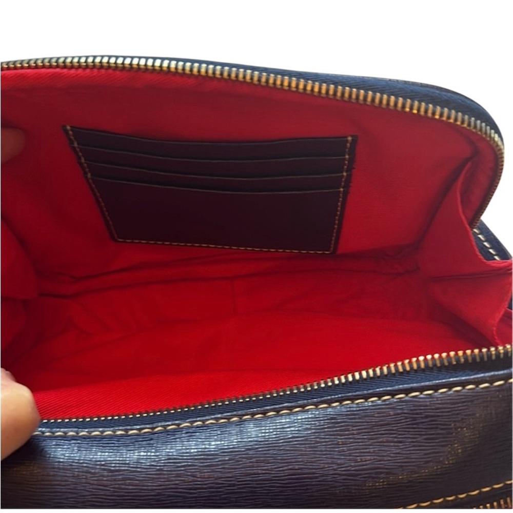 Dooney & Bourke Saffiano Leather Sawyer Crossbody in navy blue. - Picture 9 of 9